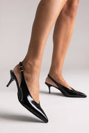 TFP Slingback Pumps Kitten Heel - Black Patent - thefashionproject.gr - TFP