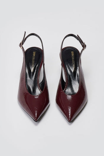 TFP Slingback Pumps Kitten Heel - Bordeaux Patent - thefashionproject.gr - TFP