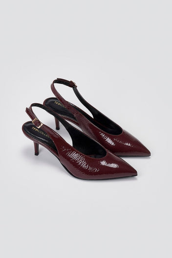 TFP Slingback Pumps Kitten Heel - Bordeaux Patent - thefashionproject.gr - TFP