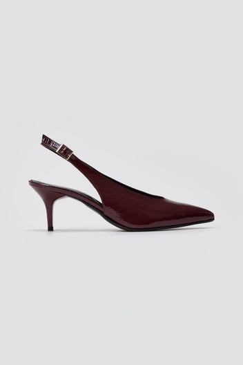 TFP Slingback Pumps Kitten Heel - Bordeaux Patent - thefashionproject.gr - TFP