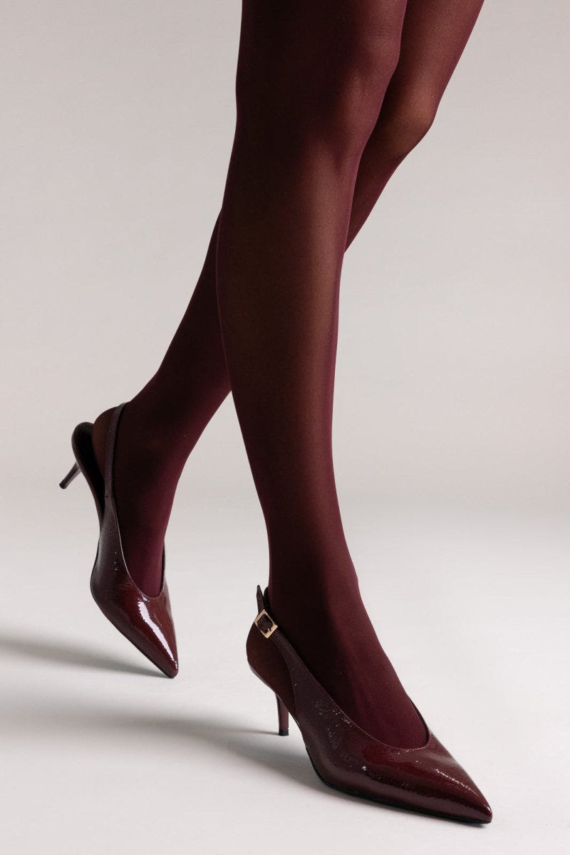 TFP Slingback Pumps Kitten Heel - Bordeaux Patent - thefashionproject.gr - TFP