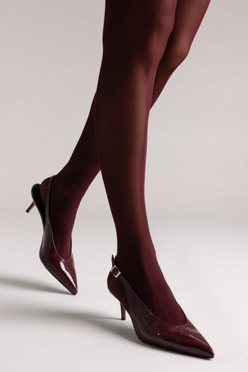 TFP Slingback Pumps Kitten Heel - Bordeaux Patent - thefashionproject.gr - TFP
