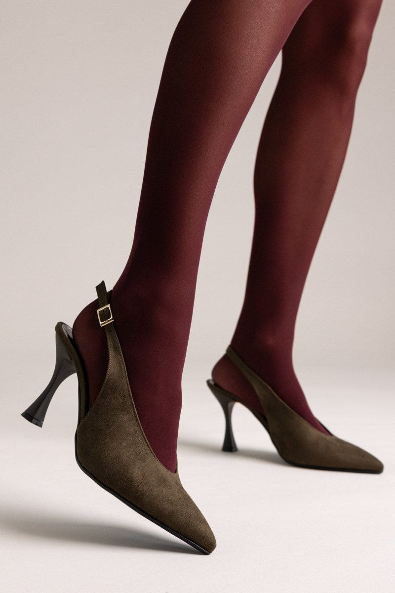 TFP Slingback Pumps - Olive Suede - thefashionproject.gr - TFP
