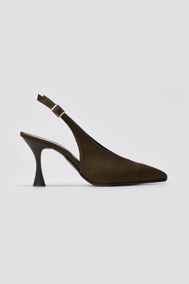 TFP Slingback Pumps - Olive Suede - thefashionproject.gr - TFP