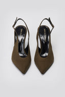 TFP Slingback Pumps - Olive Suede - thefashionproject.gr - TFP