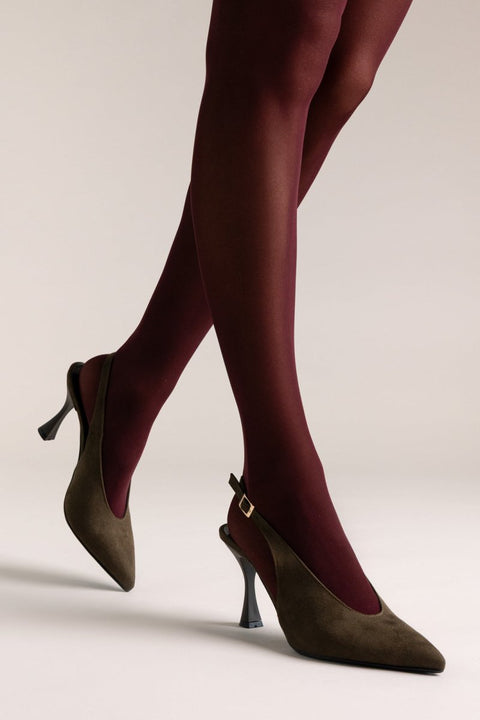Slingback escarpins en daim olive