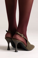 TFP Slingback Pumps - Olive Suede - thefashionproject.gr - TFP