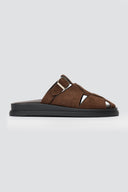 Σουέντ clogs με αγκράφα - Καφέ