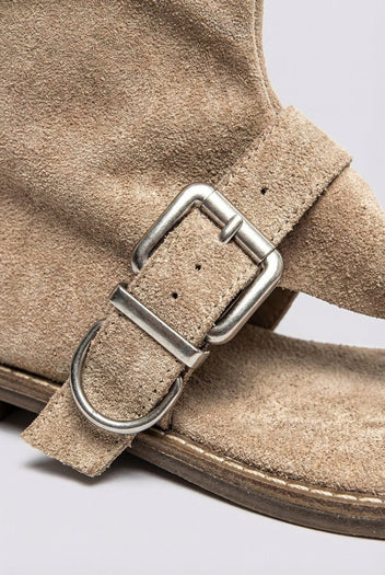 Ideal shoes - Thong Ankle Boots - Taupe Suede