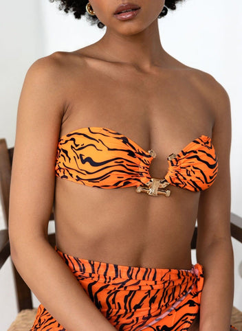 Three pieces bikini με print - Πορτοκαλί - thefashionproject.gr - The Fashion Project