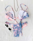 Tie dye bikini με μπανέλα - Ροζ - thefashionproject.gr - The Fashion Project