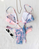 Tie dye bikini με μπανέλα - Ροζ - thefashionproject.gr - The Fashion Project