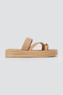 ERYNN - Toe Ring Flatform Sandals - Beige Satin