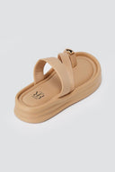 ERYNN - Toe Ring Flatform Sandals - Beige Satin