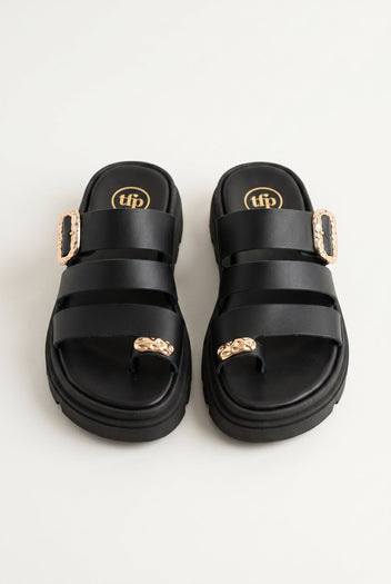 TFP - Toe Ring Flatform Sandals - Black Matte