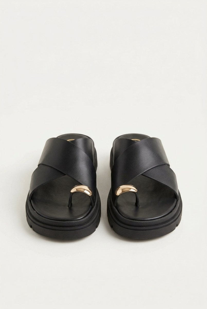 TFP - Toe Ring Flatform Sandals - Black Matte