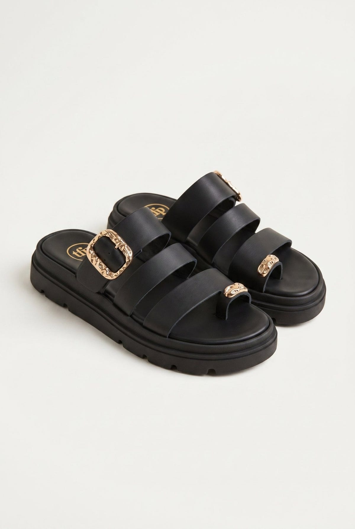 TFP - Toe Ring Flatform Sandals - Black Matte