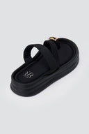 ERYNN - Toe Ring Flatform Sandals - Black Satin