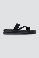 ERYNN - Toe Ring Flatform Sandals - Black Satin