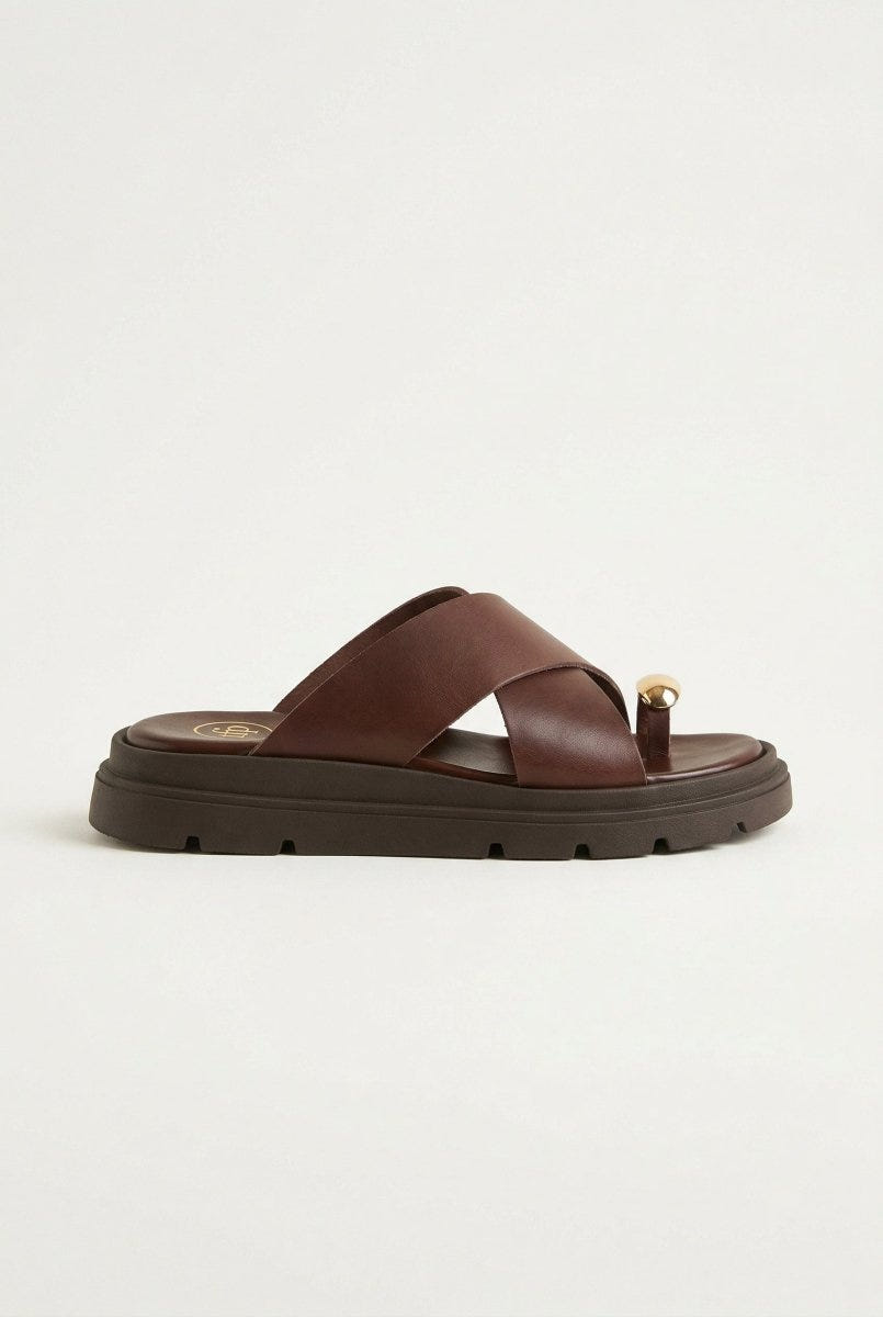 TFP - Toe Ring Flatform Sandals - Brown Matte