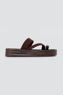 ERYNN - Toe Ring Flatform Sandals - Brown Satin