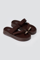 ERYNN - Toe Ring Flatform Sandals - Brown Satin