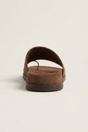 IRIS - Toe Ring Flatform Sandals - Brown Suede