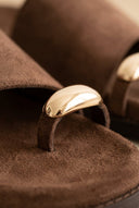 IRIS - Toe Ring Flatform Sandals - Brown Suede