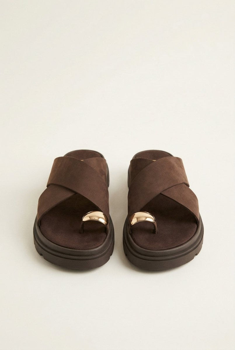 TFP - Toe Ring Flatform Sandals - Brown