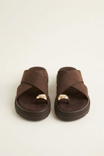 TFP - Toe Ring Flatform Sandals - Brown