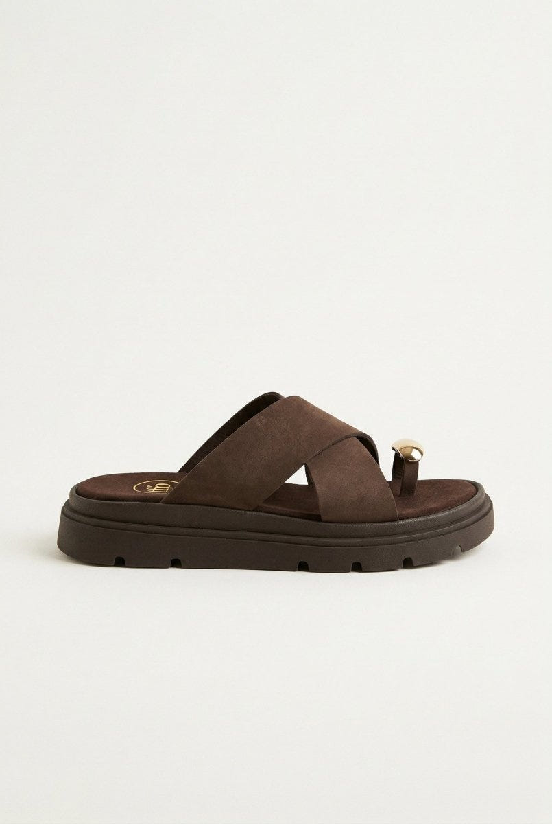 TFP - Toe Ring Flatform Sandals - Brown