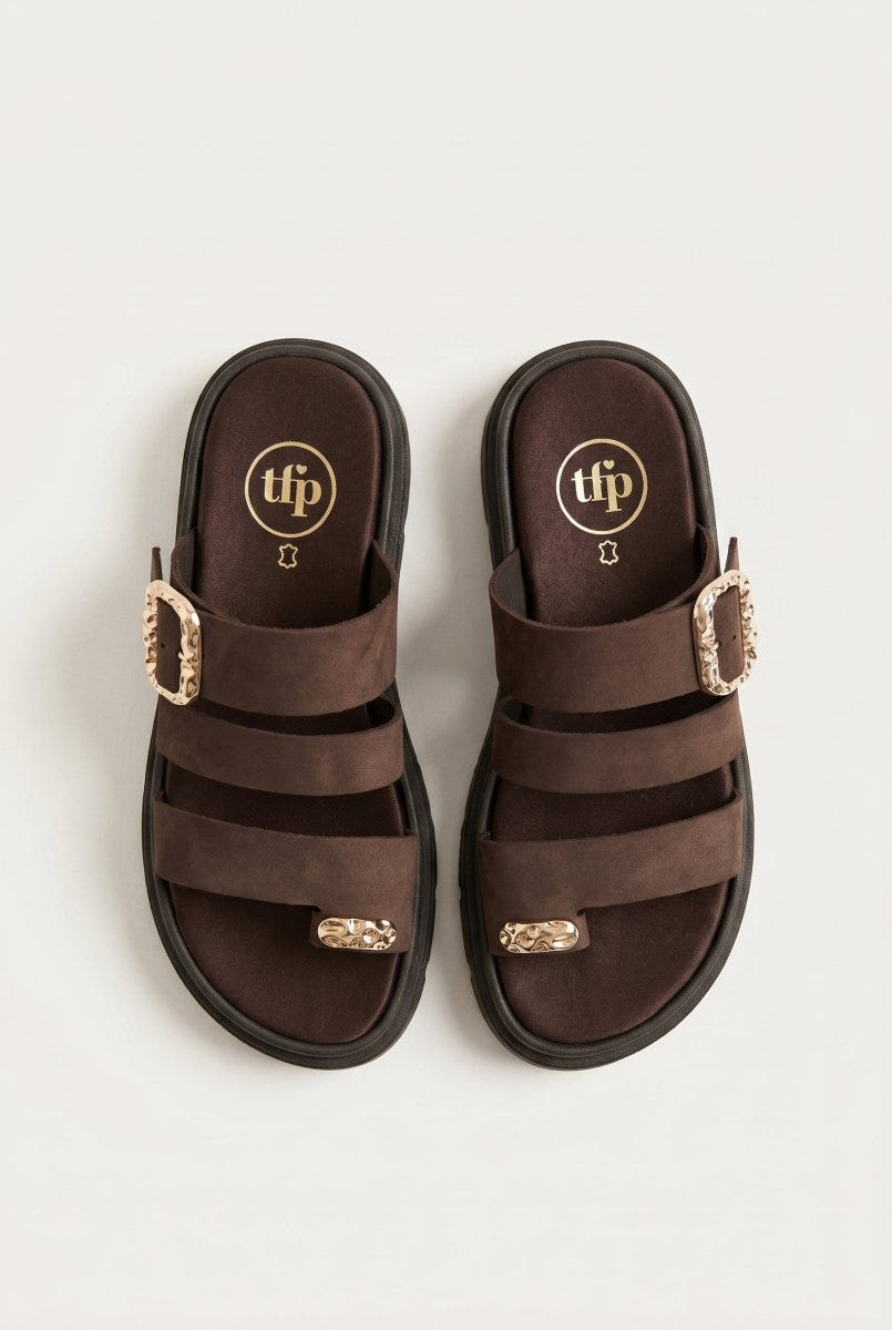 TFP - Toe Ring Flatform Sandals - Brown