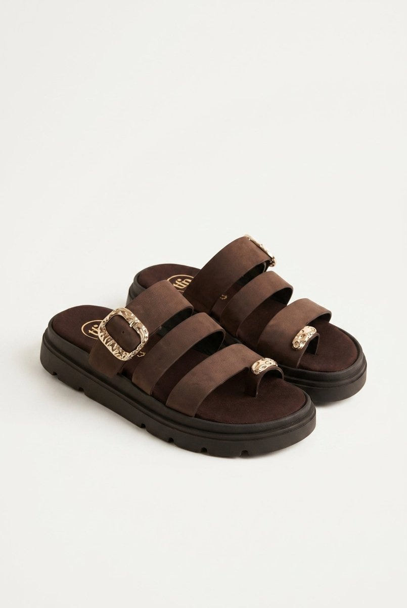 TFP - Toe Ring Flatform Sandals - Brown