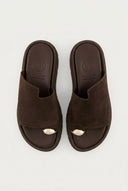 TFP - Toe Ring Flatform Sandals - Dark Brown Suede
