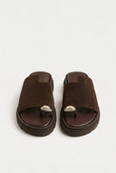 TFP - Toe Ring Flatform Sandals - Dark Brown Suede