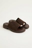 TFP - Toe Ring Flatform Sandals - Dark Brown Suede