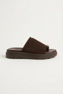 TFP - Toe Ring Flatform Sandals - Dark Brown Suede