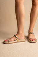IRIS - Toe Ring Flatform Sandals - Gold Metallic