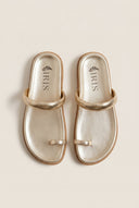 IRIS - Toe Ring Flatform Sandals - Gold Metallic