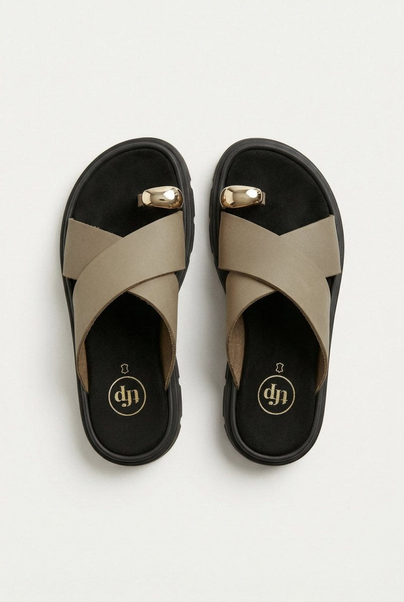 TFP - Toe Ring Flatform Sandals - Khaki