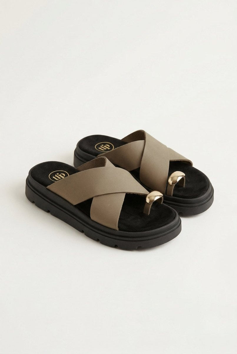 TFP - Toe Ring Flatform Sandals - Khaki