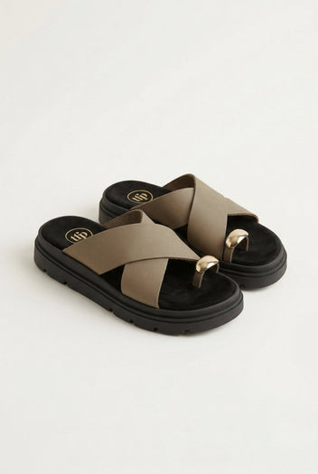 TFP - Toe Ring Flatform Sandals - Khaki