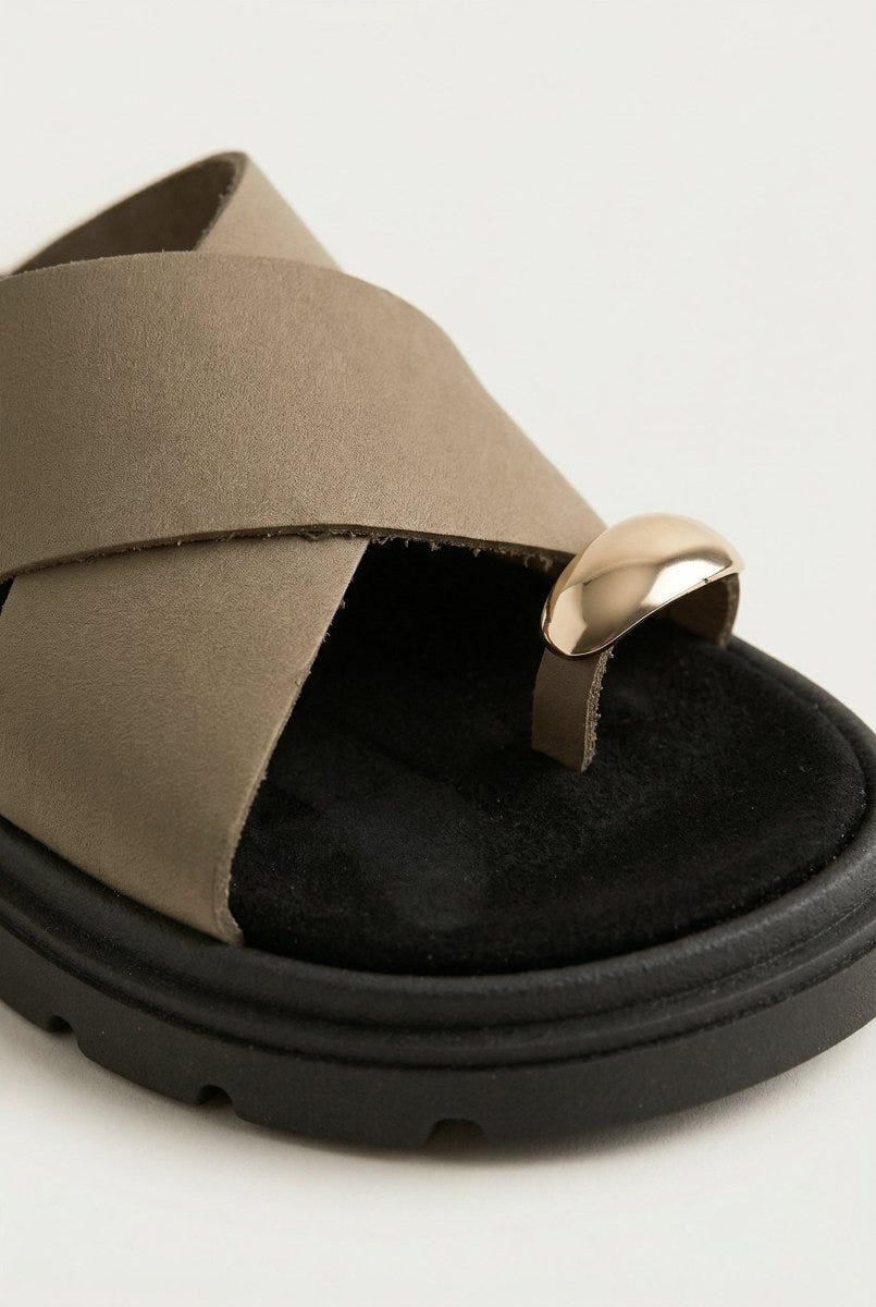 TFP - Toe Ring Flatform Sandals - Khaki