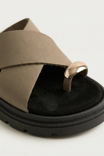 TFP - Toe Ring Flatform Sandals - Khaki
