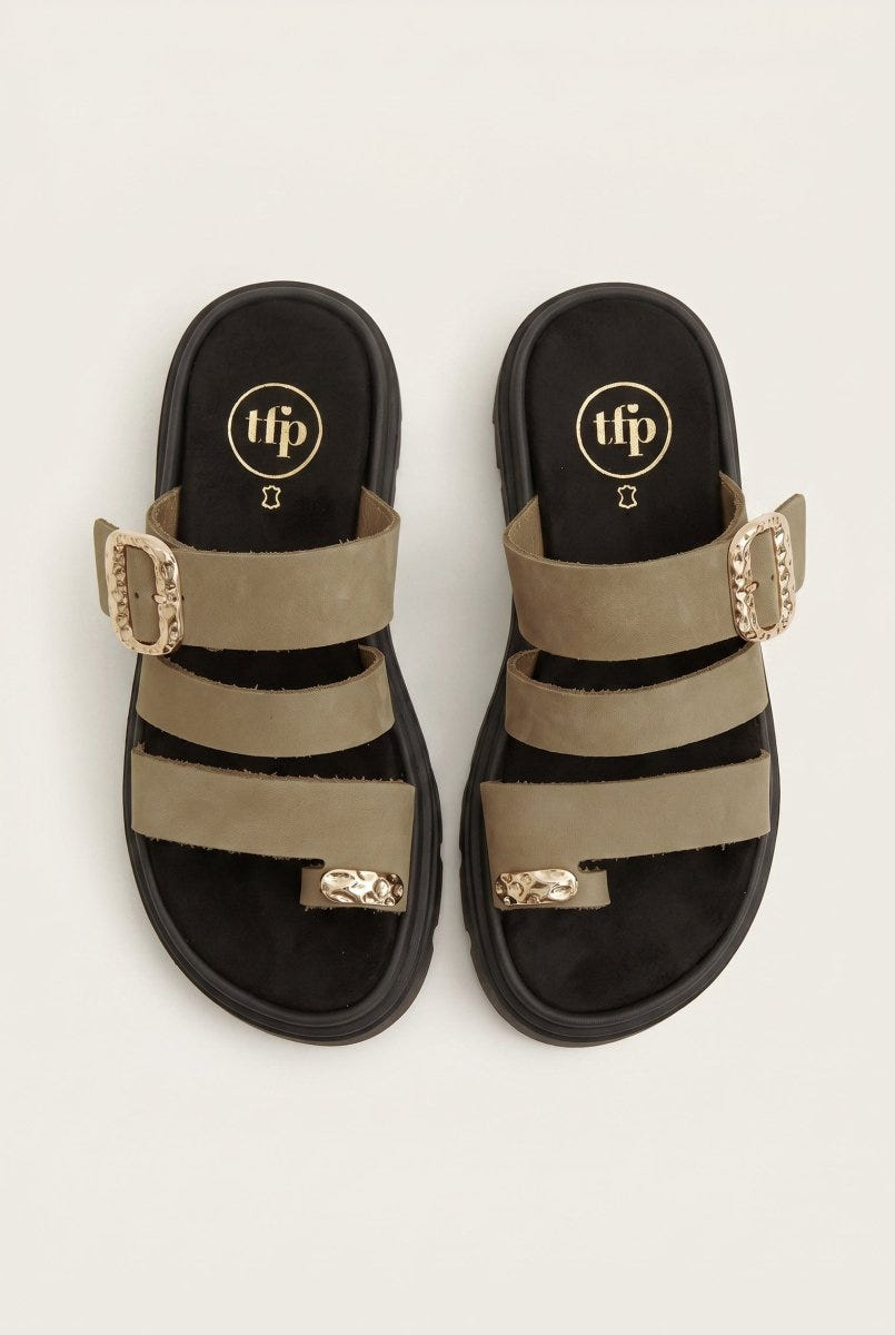TFP - Toe Ring Flatform Sandals - Khaki