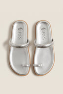 IRIS - Toe Ring Flatform Sandals - Silver Metallic