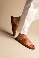 IRIS - Toe Ring Flatform Sandals - Tan Matte