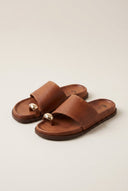 IRIS - Toe Ring Flatform Sandals - Tan Matte