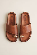 IRIS - Toe Ring Flatform Sandals - Tan Matte