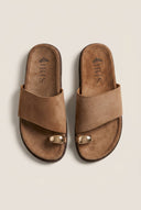 IRIS - Toe Ring Flatform Sandals - Taupe Suede